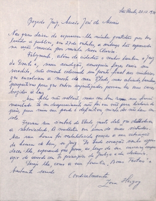 Carta de Zora Herzog ao juiz Márcio José de Moraes, 20 dez. 1978